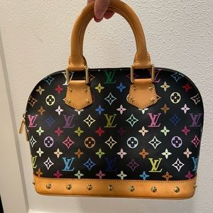 LOUIS VUITTON Monogram Multicolor Murakami Alma Black authentic top handle bag
